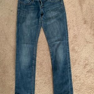Express Blue Denim Jeans with Brown Accent